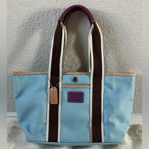 Coach Light Blue and Purple Tote Bag